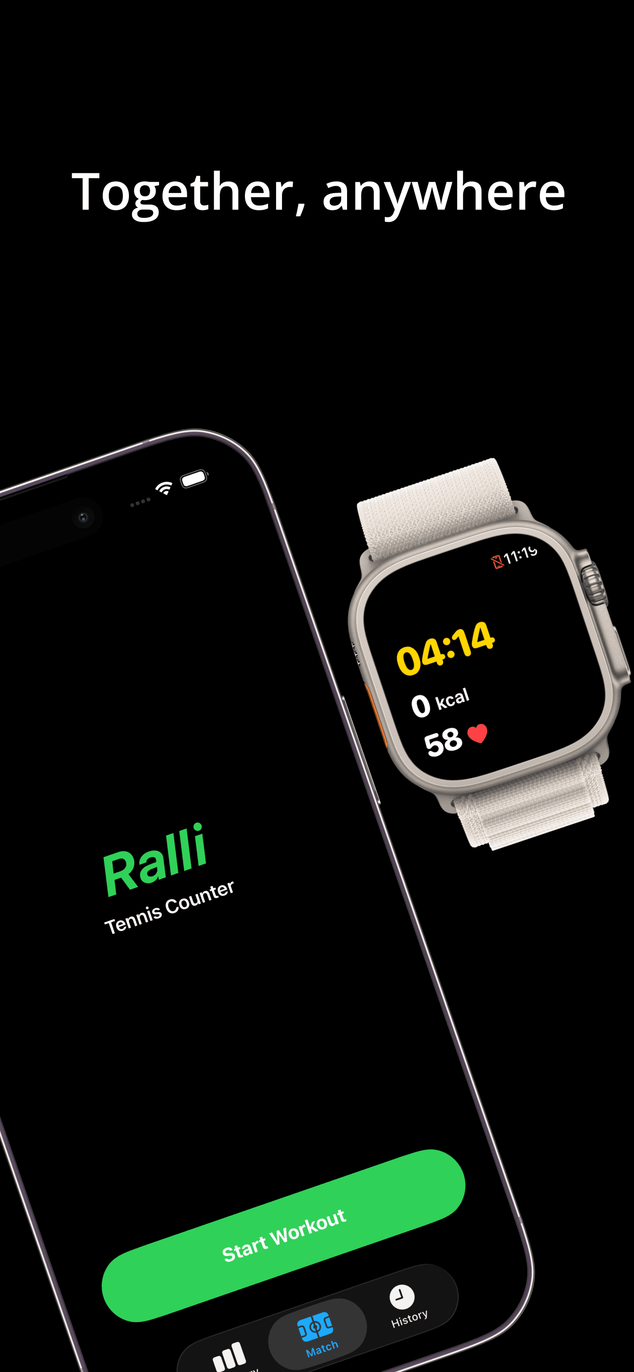 Ralli on iPhone and Apple Watch together