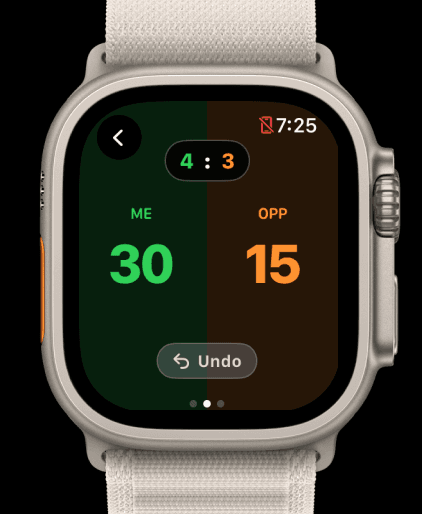 Ralli match score on Apple Watch