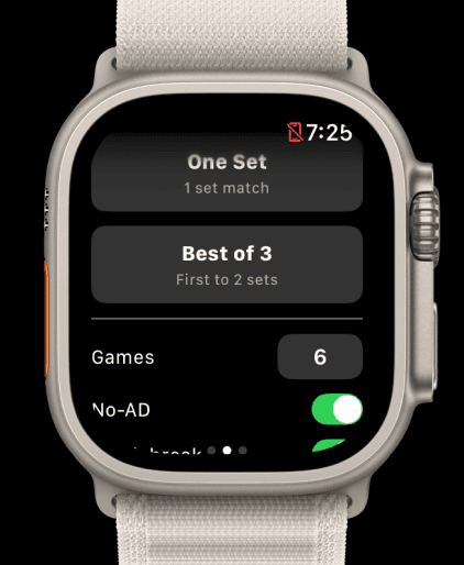 Ralli match format on Apple Watch