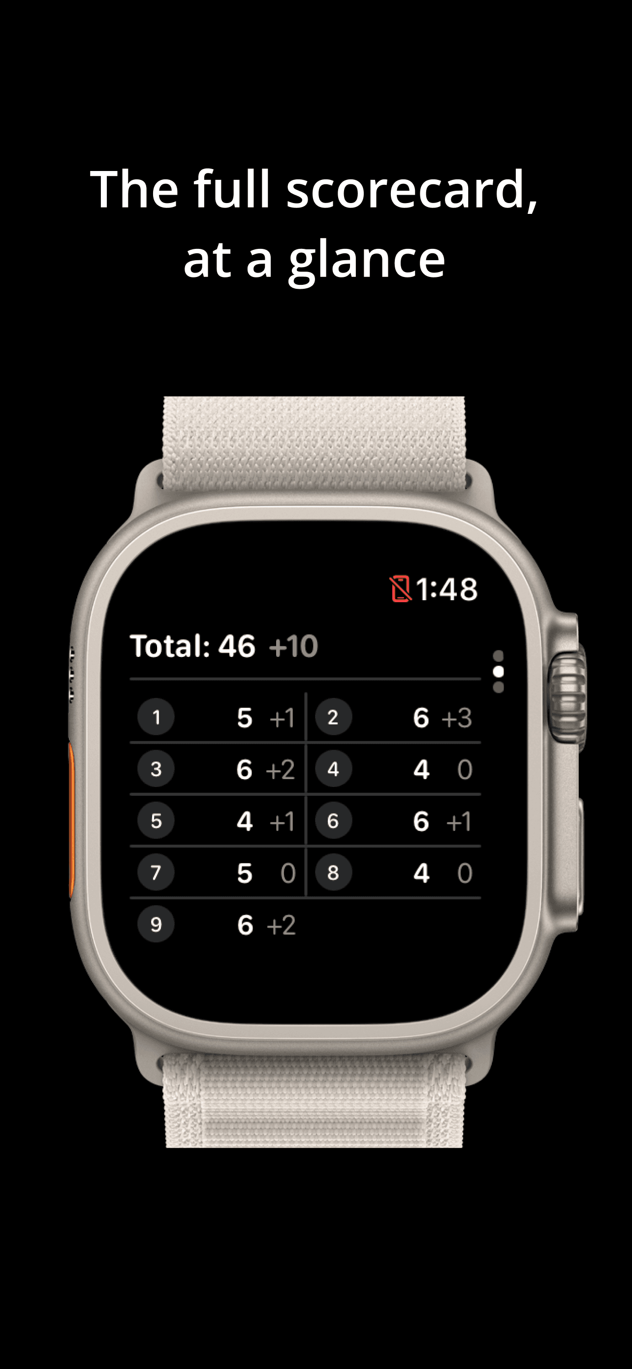 GolfCounter full scorecard on Apple Watch