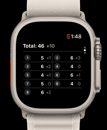 GolfCounter scorecard on Apple Watch